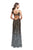 La Femme - 26000 Plunging Ombre Sequined Slit Evening Gown In Silver and Gold