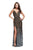 La Femme - 26000 Plunging Ombre Sequined Slit Evening Gown In Silver and Gold