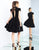 Ieena Duggal - 26000I High Neck Polka Dots A-Line Cocktail Dress in Black and White