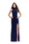 La Femme - 26004 High Neck Sheer Beaded Open Back Jersey Dress In Blue