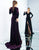 Ieena Duggal - 26007I Long Sleeve Velvet Evening Gown in Purple