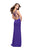 La Femme - 26012 Deep V-neck Satin Sheath Gown In Purple