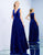 Ieena Duggal - 26057I Sleeveless Ruched Surplice Velvet Gown In Blue