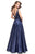 La Femme - 26015 Plunging Sweetheart Mikado A-line Dress in Blue