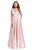 La Femme - 26015 Plunging Sweetheart Mikado A-line Dress in Pink