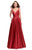 La Femme - 26015 Plunging Sweetheart Mikado A-line Dress in Red