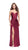 La Femme - 26017 Plunging Sweetheart Draping Satin Sheath Gown in Red