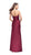La Femme - 26017 Plunging Sweetheart Draping Satin Sheath Gown in Red