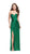 La Femme - 26017 Plunging Sweetheart Draping Satin Sheath Gown in Green