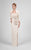 Daymor Couture - Ruched Straight Neck Sheath Dress 421 in Neutral