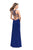 La Femme - 26021 Plunging V-neck Fitted Jersey Gown In Blue