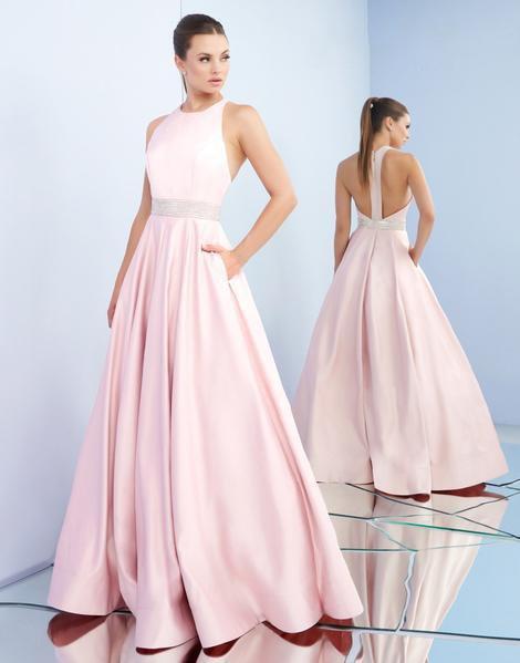Ieena Duggal - 26021I Crystal Beaded Racerback A-Line Gown In Pink