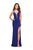 La Femme - 26023 Strappy Deep V-neck  Sheath Dress In Blue