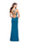 La Femme - 26023 Strappy Deep V-neck  Sheath Dress In Green