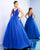 Ieena Duggal - 26028I Sleeveless V-neck Ballgown With Low V-back In Blue