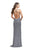 La Femme - 26030 Halter Neck Scallop Embellished Sheath Gown In Gray