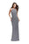 La Femme - Halter Neck Scallop Embellished Sheath Gown 26030 in Gray