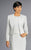 Daymor Couture - 2109 Textured Cuff Blazer Long Formal Sheath Dress  In Blue
