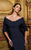 Daymor Couture - Ruched Off-Shoulder Sheath Gown 5003 in Blue