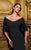 Daymor Couture - Ruched Off Shoulder Dress 705003 in Black