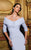 Daymor Couture - Ruched Off-Shoulder Sheath Gown 5003 in Blue