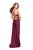 La Femme - 26036 V-neckline Strappy Open Back Fitted Gown In Red