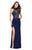 La Femme - 26038 Lace High Halter Sheath Dress in Blue