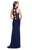 La Femme - 26038 Lace High Halter Sheath Dress in Blue