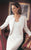 Daymor Couture - Beaded V-Neck Dress with Jacket 8130 in White