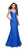 La Femme - 26043 Sleeveless Plunging Lace Bodice Sheath Gown in Blue