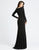 Ieena Duggal - 26043I Long Sleeve Plunging Neck Mermaid Gown In Black