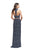 La Femme - 26045 High Neck Patterned Metallic Beaded Two Piece Gown In Gray