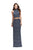 La Femme - 26045 High Neck Patterned Metallic Beaded Two Piece Gown In Gray