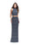 La Femme - 26045 High Neck Patterned Metallic Beaded Two Piece Gown In Gray