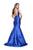 La Femme Gigi - 26046 Deep V-neck Mikado Mermaid Gown In Blue