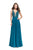 La Femme Gigi - 26053 Beaded Deep V-neck Chiffon A-line Gown In Green