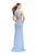 La Femme Gigi - 26057 High Halter Neck Beaded Sheath Gown In Blue