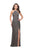 La Femme Gigi - 26057 High Halter Neck Beaded Sheath Gown In Gray