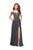 La Femme Gigi - 26059 Embellished Off-Shoulder A-line Gown In Gray