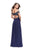 La Femme Gigi - 26059 Embellished Off-Shoulder A-line Gown In Blue