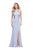La Femme - 26060 Sleeveless Contoured Illusion Panel Sheath Gown In Silver and Blue
