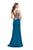 La Femme - 26060 Sleeveless Contoured Illusion Panel Sheath Gown In Blue and Green