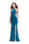 La Femme - 26060 Sleeveless Contoured Illusion Panel Sheath Gown In Blue and Green