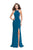 La Femme - 26060 Sleeveless Contoured Illusion Panel Sheath Gown In Blue and Green
