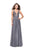 La Femme Gigi - 26061 Lace Deep V-neck Chiffon A-line Gown In Silver