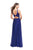 La Femme Gigi - 26061 Lace Deep V-neck Chiffon A-line Gown In Blue
