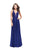 La Femme Gigi - 26061 Lace Deep V-neck Chiffon A-line Gown In Blue
