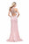La Femme - Beaded Jersey Sheath Evening Dress 26069  In Pink