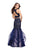 La Femme Gigi - 26071 Sheer High Neck Two-Piece Mermaid Gown In Blue