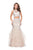 La Femme Gigi - 26071 Sheer High Neck Two-Piece Mermaid Gown In White